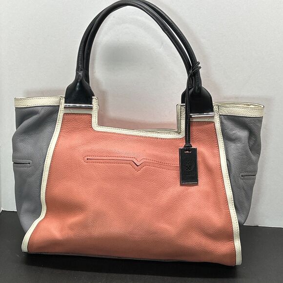 Vince Camuto Color Block Shoulder Tote Purse Laptop Business Leather Bag￼ - Picture 1 of 16